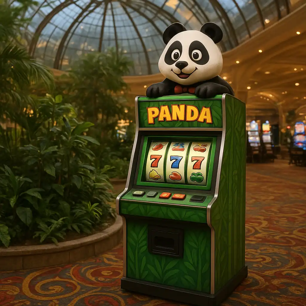 Wacky Panda slot screen near the indoor garden of RivoCasino