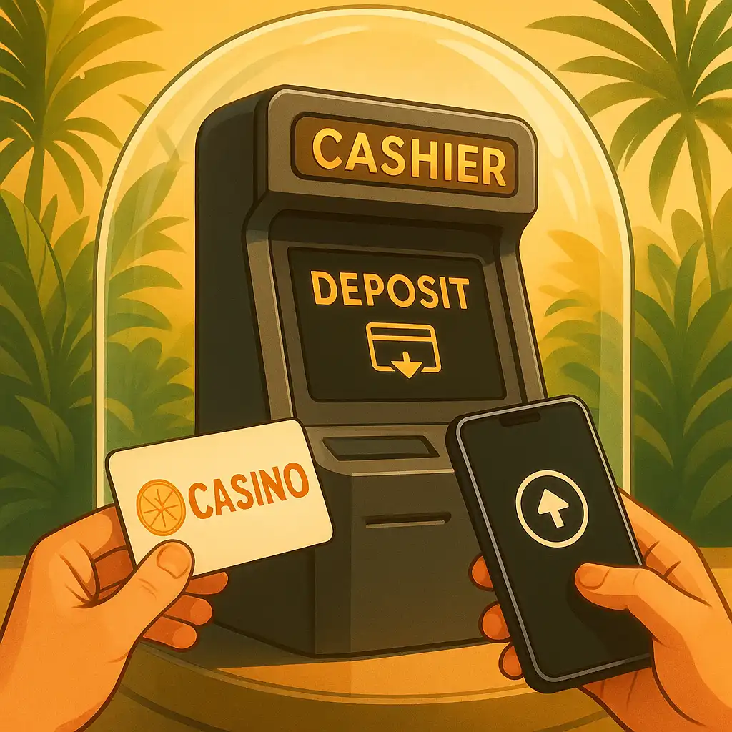 Card and phone used to make a deposit at a RivoCasino kiosk under the dome